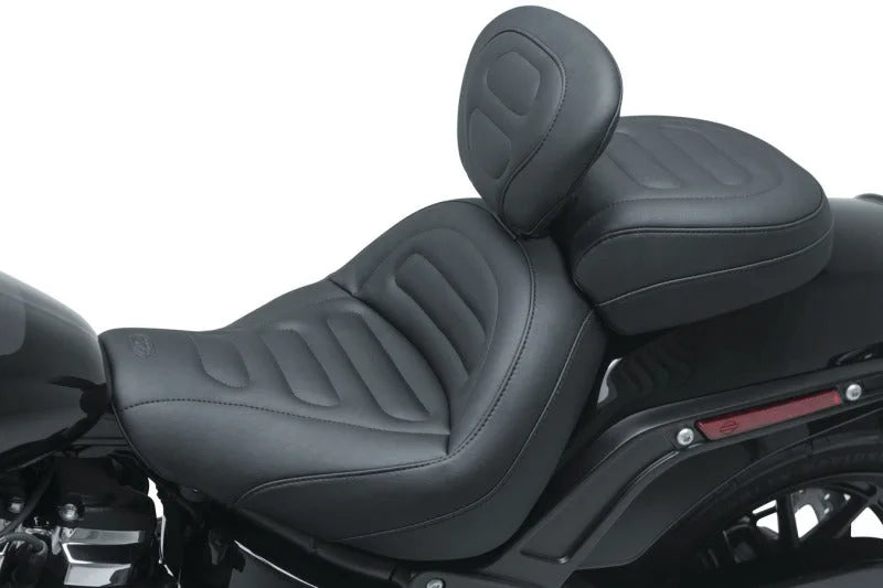 Mustang 18-21 Harley Fat Bob Standard Touring Recessed Passenger Seat - Black - Side View