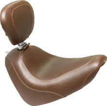 Load image into Gallery viewer, Mustang 18-21 Harley Fat Bob Wide Tripper Solo Seat w/Driver Backrest - Brown - Main Product View