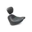 Load image into Gallery viewer, Mustang 18-21 Harley Fat Bob Wide Tripper Solo Seat w/Driver Backrest Diamond Stitch - Black - Side View