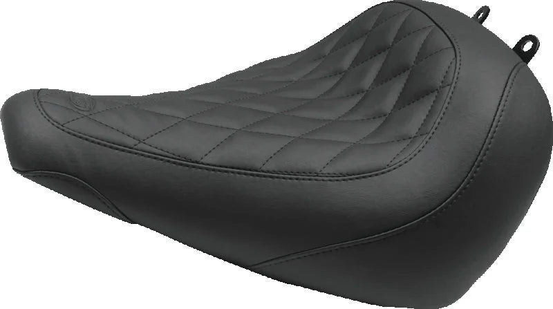 Mustang 18-21 Harley Fat Boy Wide Tripper Solo Seat Diamond Stitch - Black - Main Product View