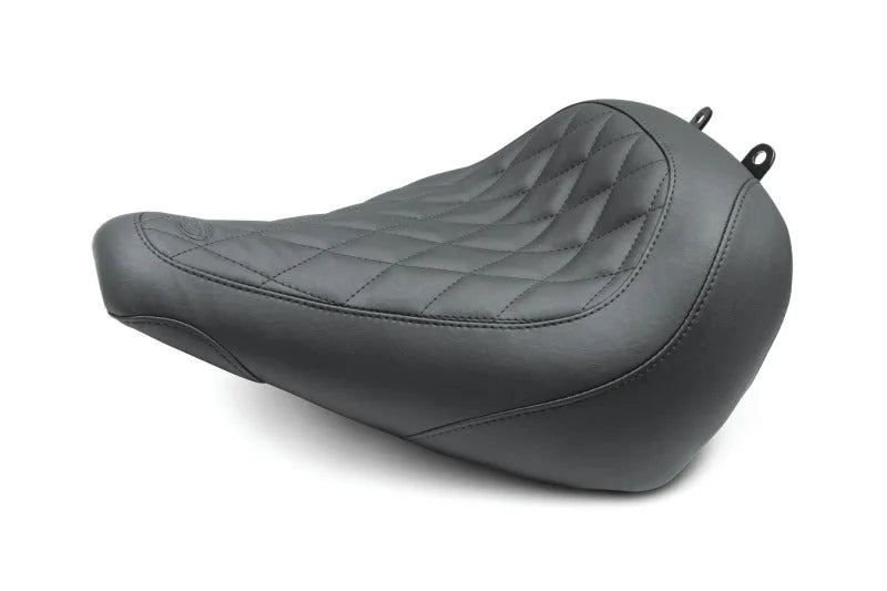 Mustang 18-21 Harley Fat Boy Wide Tripper Solo Seat Diamond Stitch - Black - Side View