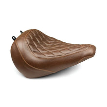 Load image into Gallery viewer, Mustang 18-21 Harley Fat Boy Wide Tripper Solo Seat Diamond Stitch - Brown - Side View
