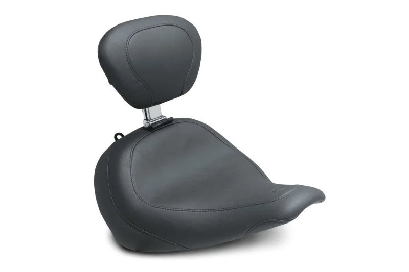 Mustang 18-21 Harley Fat Boy Wide Tripper Solo Seat w/Driver Backrest - Black - Main Product View