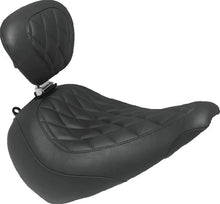 Load image into Gallery viewer, Mustang 18-21 Harley Fat Boy Wide Tripper Solo Seat w/Driver Backrest Diamond Stitch - Black - Main Product View