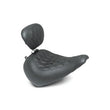 Load image into Gallery viewer, Mustang 18-21 Harley Fat Boy Wide Tripper Solo Seat w/Driver Backrest Diamond Stitch - Black - Side View