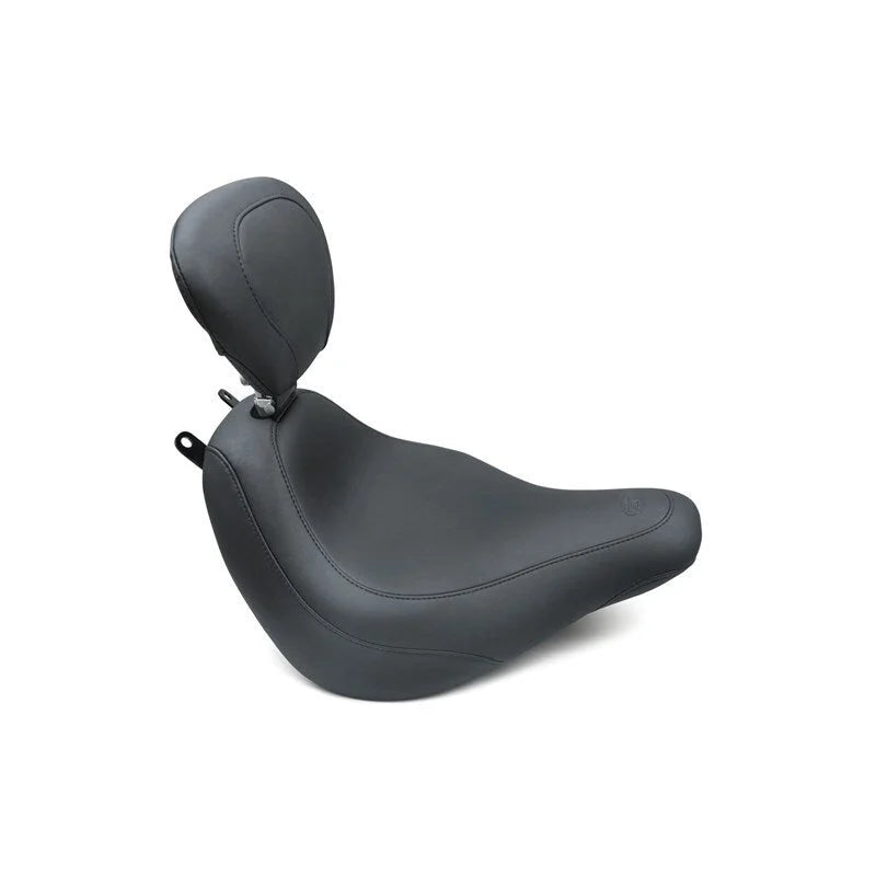Mustang 18-21 Harley Heritage Classic & Deluxe Wide Tripper Solo Seat w/Driver Backrest - Black - Side View
