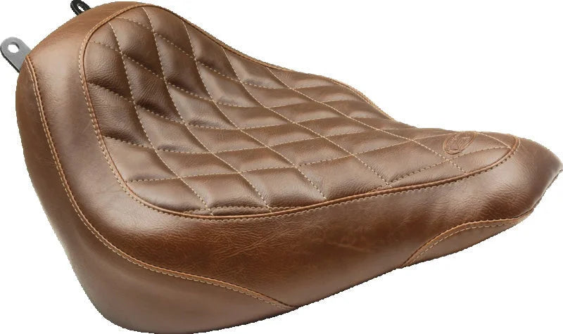 Mustang 18-21 Harley Heritage Classic, Deluxe Wide Tripper Solo Seat Diamond Stitch - Brown - Main Product View