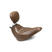 Load image into Gallery viewer, Mustang 18-21 Harley Heritage Classic, Deluxe Wide Tripper Solo Seat w/Driver Backrest Diam - Brown - Side View