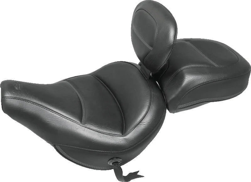 Mustang 18-21 Harley Heritage Classic Standard Deluxe Touring Solo Seat w/Driver Backrest - Black - Main Product View