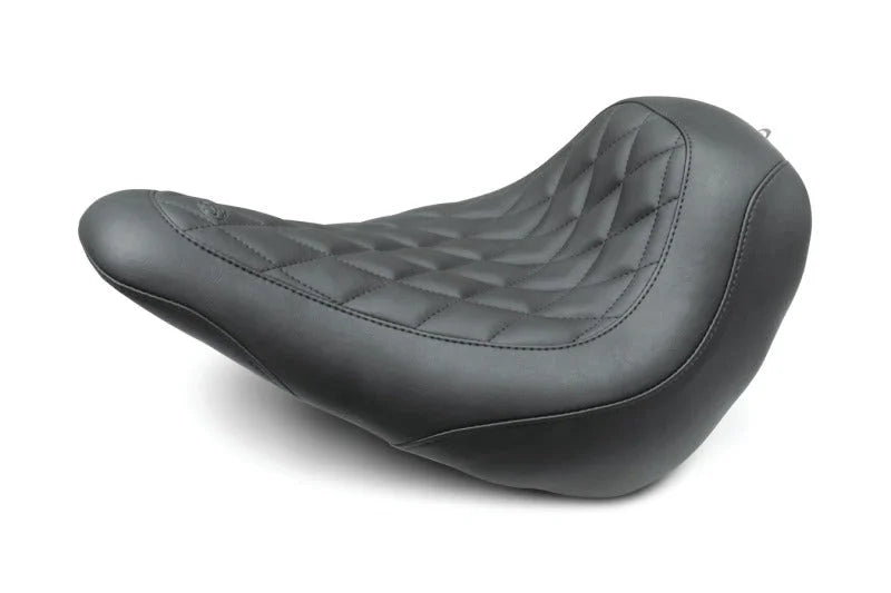 Mustang 18-21 Harley Low Rider, Sport Glide Wide Tripper Solo Seat Diamond Stitch - Black - Side View