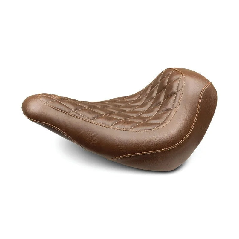 Mustang 18-21 Harley Low Rider, Sport Glide Wide Tripper Solo Seat Diamond Stitch - Brown - Side View