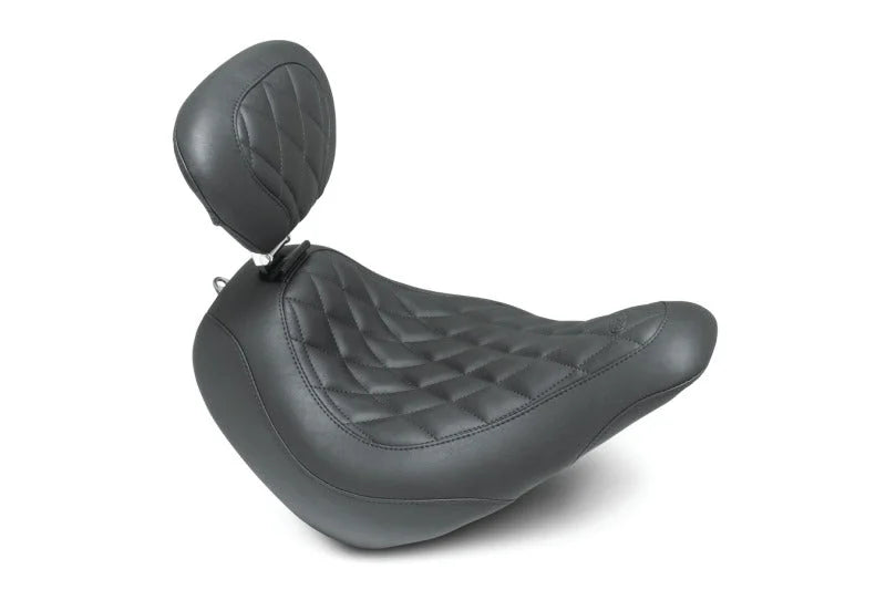 Mustang 18-21 Harley Low Rider, Sport Glide Wide Tripper Solo Seat w/DBR Diamond Stitch - Black - Main Product View