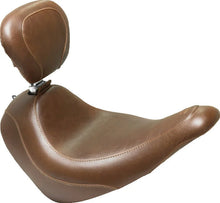 Load image into Gallery viewer, Mustang 18-21 Harley Low Rider, Sport Glide Wide Tripper Solo Seat w/Driver Backrest - Brown - Side View