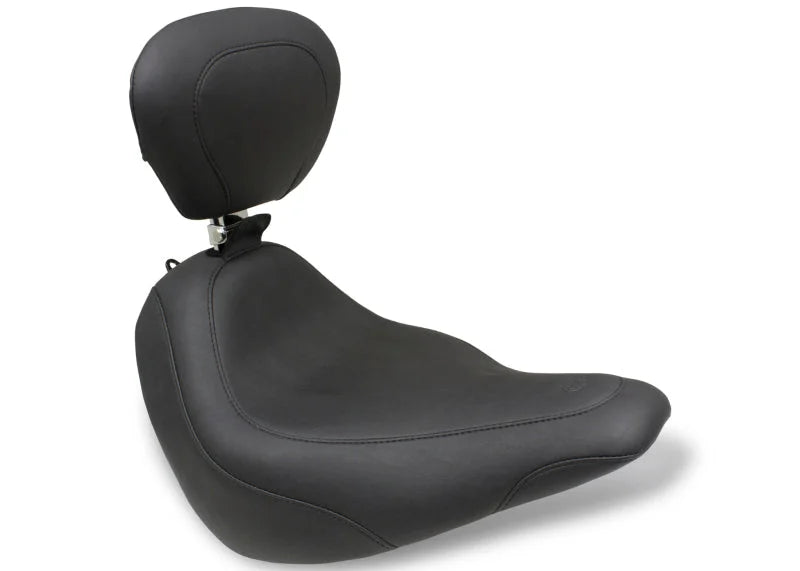 Mustang 18-21 Harley Softail Slim Wide Tripper Solo Seat w/Driver Backrest - Black - Side View