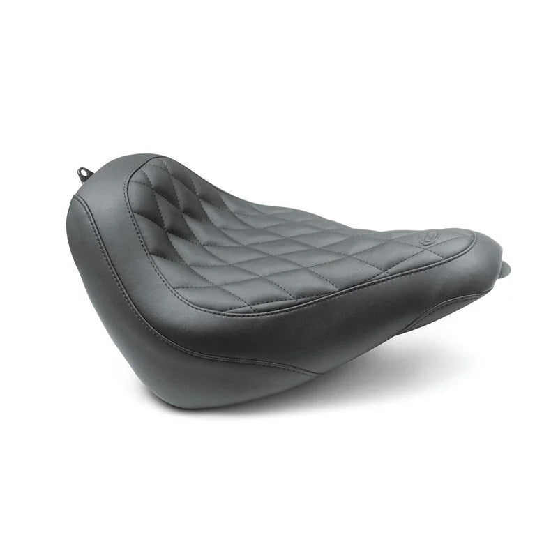 Mustang 18-21 Harley Street Bob Wide Tripper Solo Seat Diamond Stitch - Black - Side View