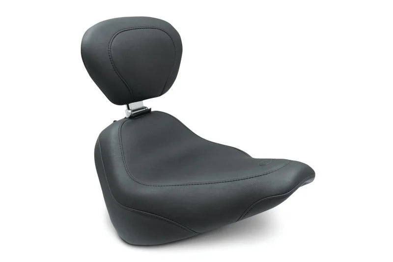 Mustang 18-21 Harley Street Bob Wide Tripper Solo Seat w/Driver Backrest - Black - Side View