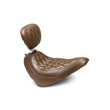 Load image into Gallery viewer, Mustang 18-21 Harley Street Bob Wide Tripper Solo Seat w/Driver Backrest Diamond Stitch - Brown - Side View