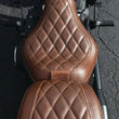 Load image into Gallery viewer, Mustang 18-21 Harley Street Bob Wide Tripper Solo Seat w/Driver Backrest Diamond Stitch - Brown - Detail View