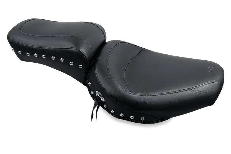 Mustang 58-84 Harley FX/FL Standard Touring 1PC Seat w/Studs - Black - Main Product View