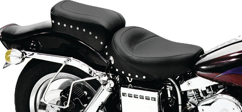 Mustang 58-84 Harley FX/FL Standard Touring 1PC Seat w/Studs - Black - Side View