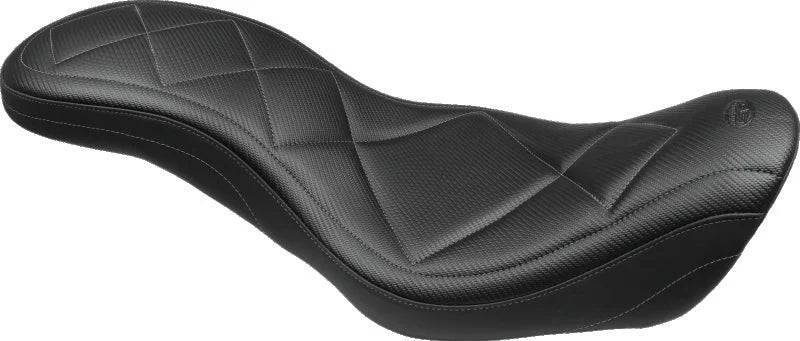 Mustang 58-84 Harley FX/FL Wide Touring 1PC Seat w/Studs - Black - Main Product View