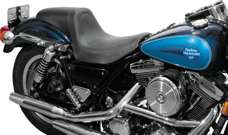Mustang 82-00 Harley FXR Fastback 1PC Seat - Black - Side View