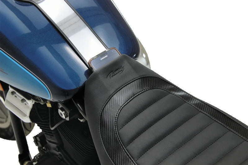 Mustang 82-00 Harley FXR Jody Perewitz Design Solo Seat (Hinge Mounted) - Black - Back View
