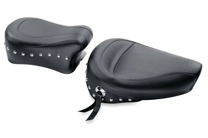Mustang 82-03 Harley Sportster Standard Touring Passenger Seat w/Studs - Black - Side View