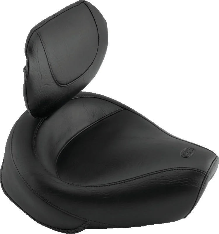 Mustang 82-03 Harley Sportster Wide Touring Solo Seat w/Driver Backrest - Black - Side View