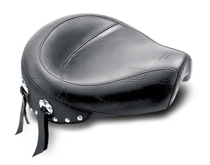 Mustang 82-03 Harley Sportster Wide Touring Solo Seat w/Studs - Black - Side View