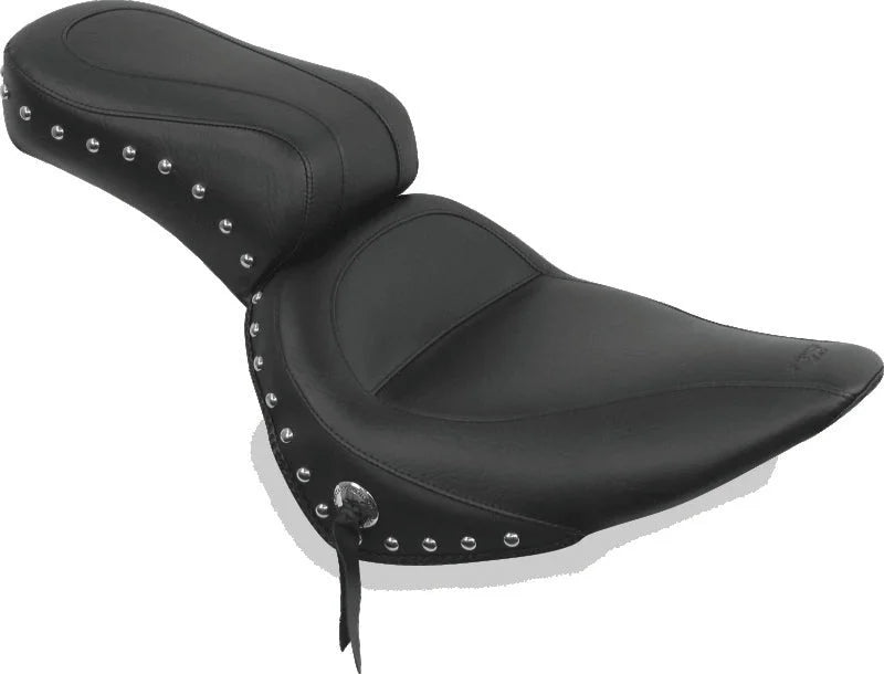 Mustang 84-06 Harley Standard Rear Tire Standard Touring 1PC Seat w/Studs - Black - Side View