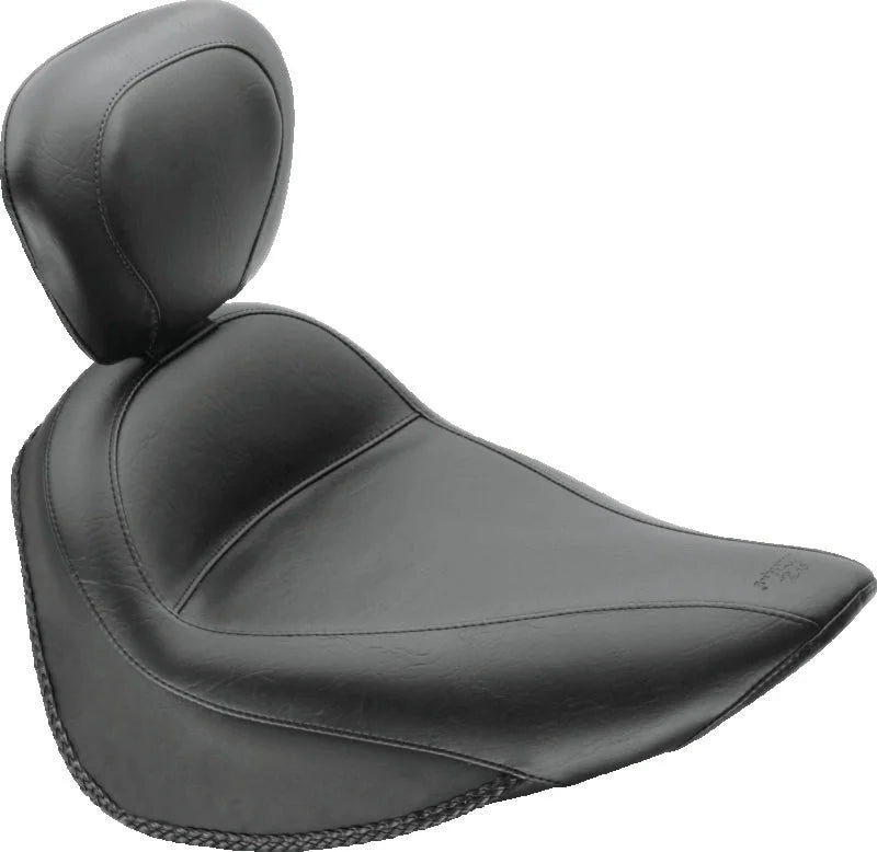 Mustang 84-06 Harley Standard Rear Tire Standard Touring Solo Seat w/Driver Backrest - Black - Main Product View