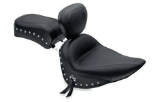 Load image into Gallery viewer, Mustang 84-06 Harley Standard Rear Tire Standard Touring Solo Seat w/Driver Backrest Studs - Black - Main Product View