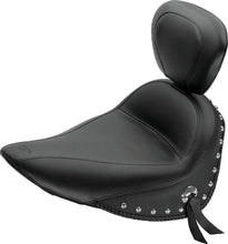 Load image into Gallery viewer, Mustang 84-06 Harley Standard Rear Tire Standard Touring Solo Seat w/Driver Backrest Studs - Black - Side View