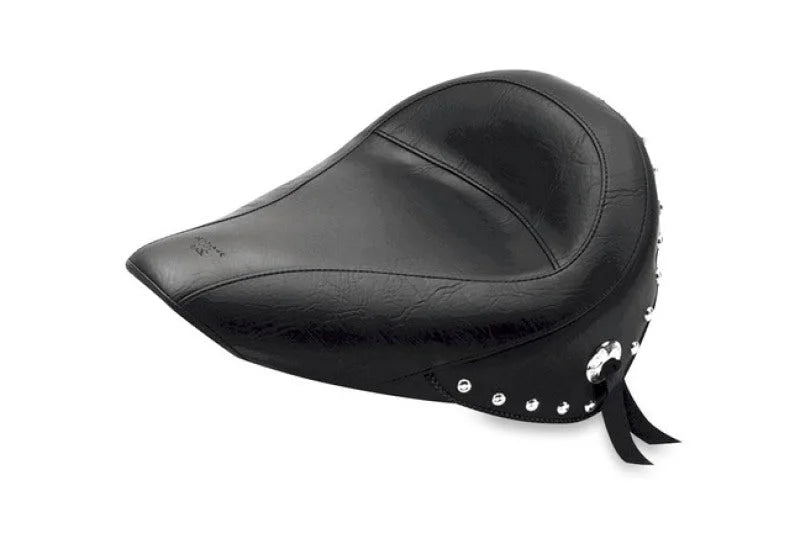 Mustang 84-06 Harley Standard Rear Tire Standard Touring Solo Seat w/Studs - Black - Side View