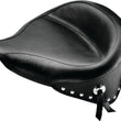 Load image into Gallery viewer, Mustang 84-06 Harley Standard Rear Tire Wide Touring Solo Seat w/Studs - Black - Side View