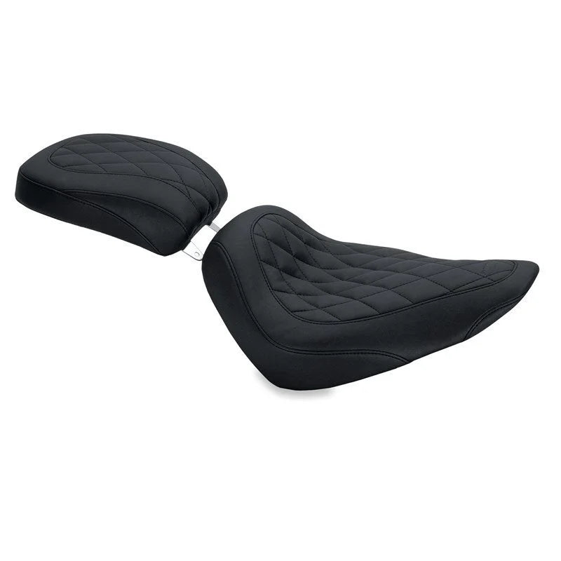 Mustang 84-06 Harley Standard Rear Tire Wide Tripper Solo Seat Diamond Stitch - Black - Side View