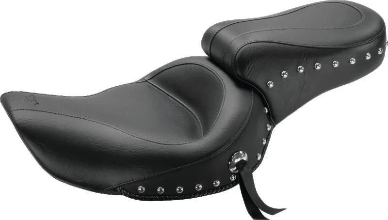 Mustang 91-05 Harley Dyna Standard Touring 1PC Seat w/Studs - Black - Side View