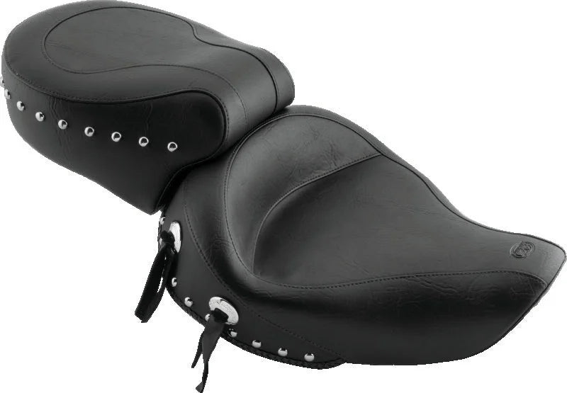 Mustang 91-05 Harley Dyna Wide Touring 1PC Seat w/Studs - Black - Main Product View