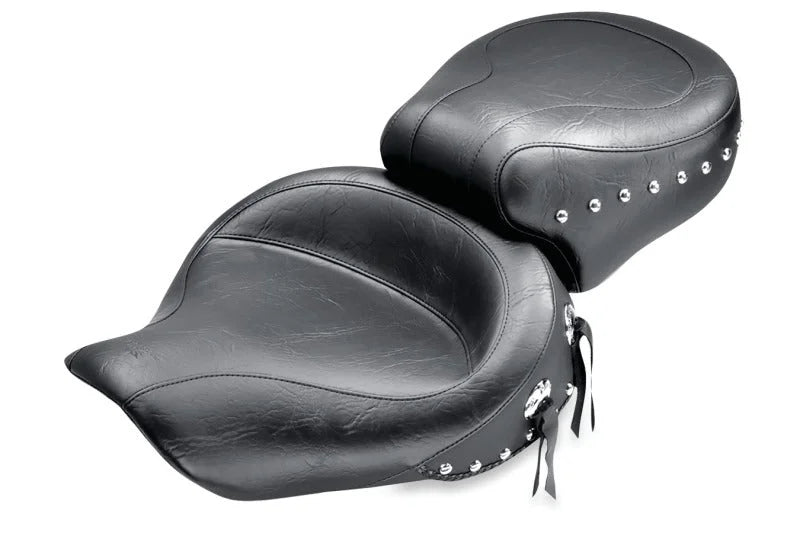Mustang 91-05 Harley Dyna Wide Touring 1PC Seat w/Studs - Black - Side View