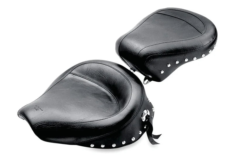 Mustang 91-05 Harley Dyna Wide Touring Passenger Seat w/Studs - Black - Main Product View