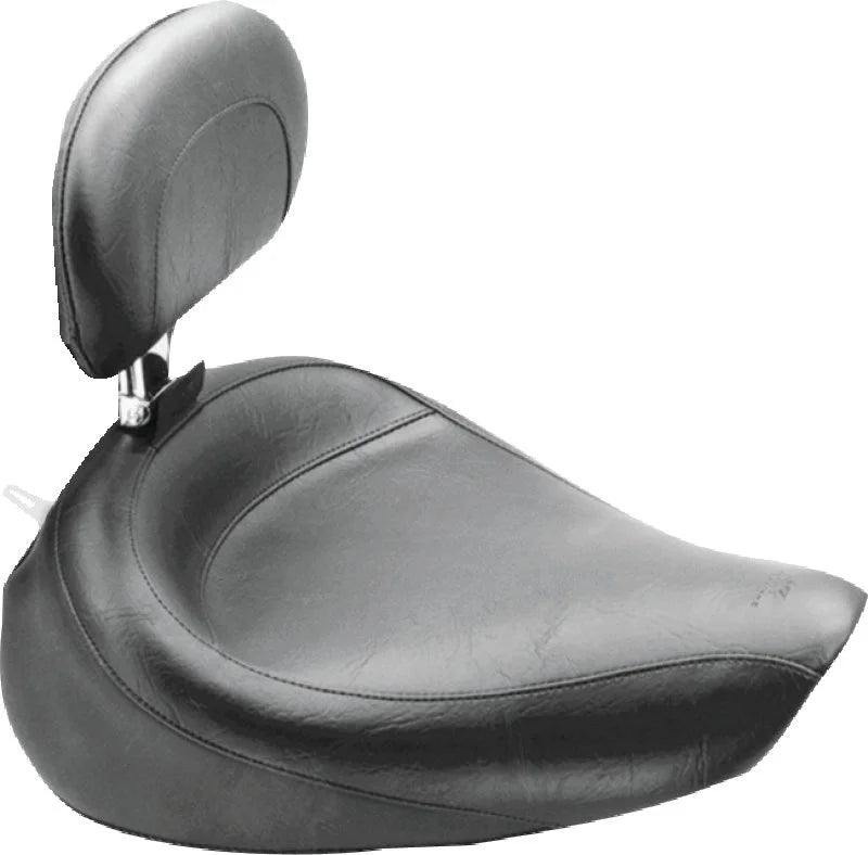 Mustang 91-05 Harley Dyna Wide Touring Solo Seat w/Driver Backrest - Black - Main Product View