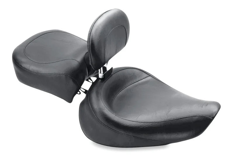 Mustang 91-05 Harley Dyna Wide Touring Solo Seat w/Driver Backrest - Black - Side View