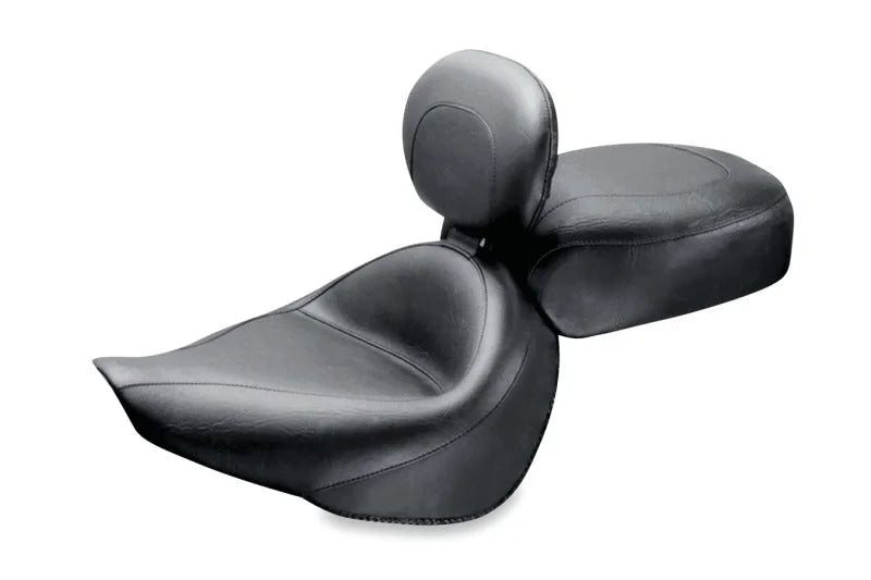 Mustang 95-05 Kawasaki Vulcan 800,96-05 800 Classic Touring 2PC Seat w/Driver Backrest - Black - Main Product View