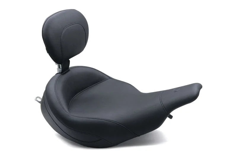 Mustang 97-07 Harley Electra Glide, Rd Glide Super Touring Solo Seat w/Driver Backrest - Black - Side View
