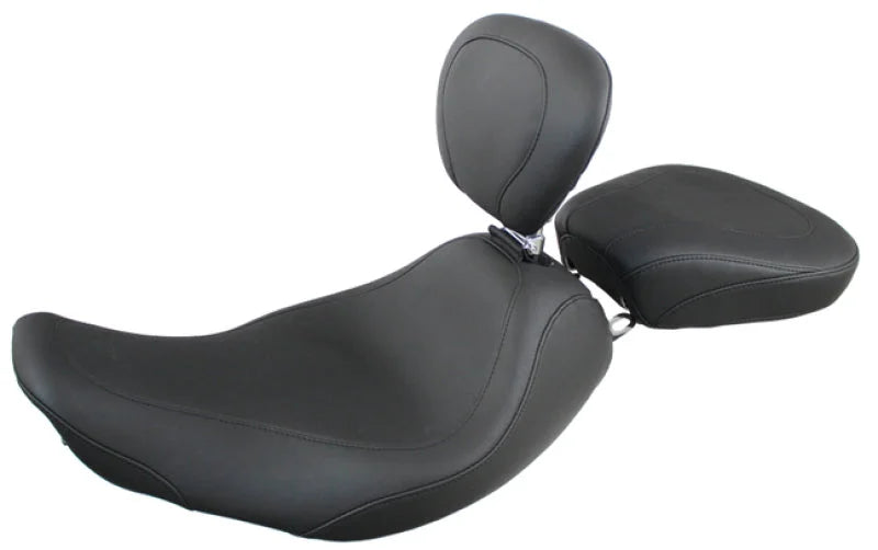 Mustang 97-07 Harley Rd King, 06-07 Str Glide, 00-05 Eagle Wide Tripper Solo Seat w/DBR - Black - Side View