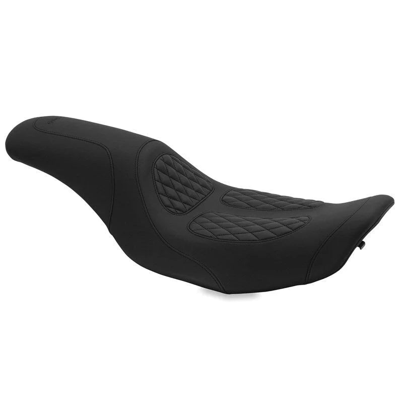Mustang 97-07 Harley Rd King,06-07 Str Glide,00-01 Screamin Eagle 1PC Seat w/Diamond Stitch - Black - Side View