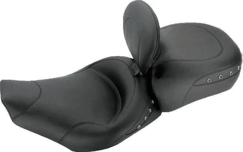 Mustang 97-07 Harley Rd King,06-07 Str Glide,00-05 Eagle Solo Seat w /DBR Black Pearls - Black - Side View