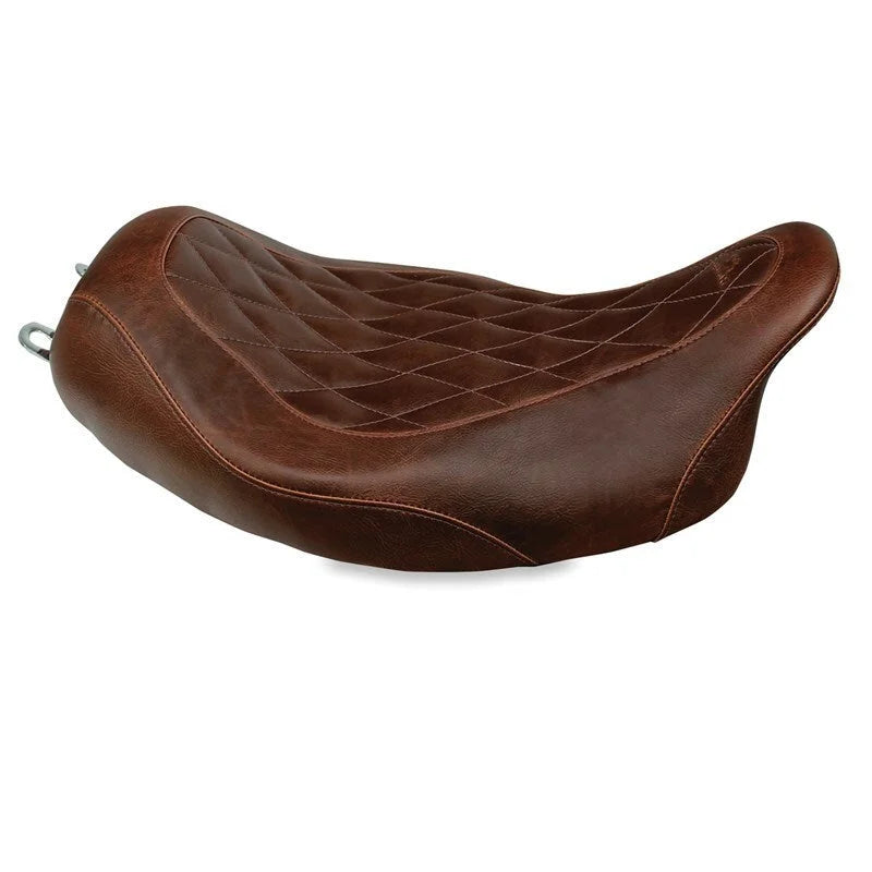 Mustang 97-07 Harley Rd King,06-07 Str Glide,00-05 Eagle Tripper Solo Seat - Brown - Side View