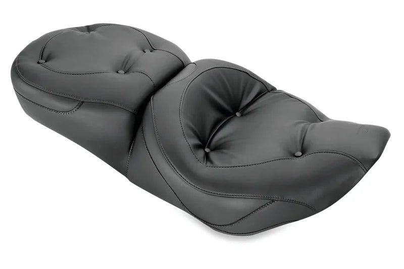 Mustang 97-07 Harley Road King, 06-07 Road Glide, 00-05 Eagle Touring 1PC Seat Regal - Black - Side View